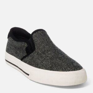 Polo Ralph Lauren Men's Vaughn Slip On II Sneaker  Herringbone BLK/CREAM NWB 12